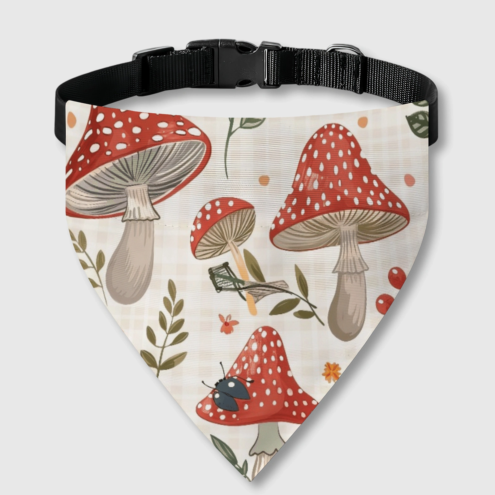 Red Amanita Mushroom Pet Bandana for Dogs Cats Daily Gift