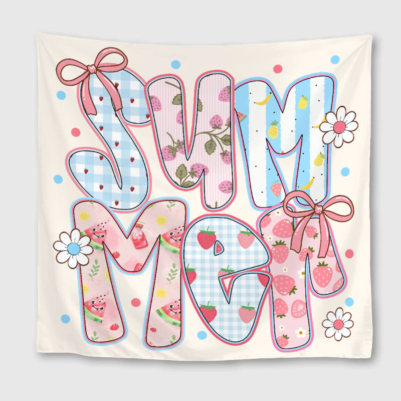 Strawberry Summer Floral Square Towel for Women Daily Use