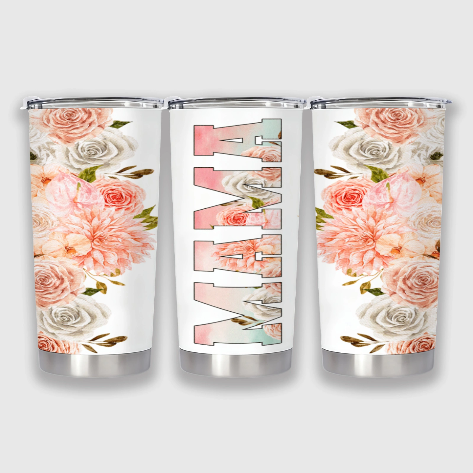 Floral MAMA Stainless Steel Tumbler Perfect Gift for Mom for Mother's Day and Birthdays