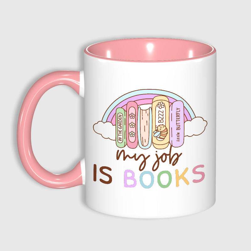 Cute Book Quote 11oz Pink Mug for Librarian Teacher Gift