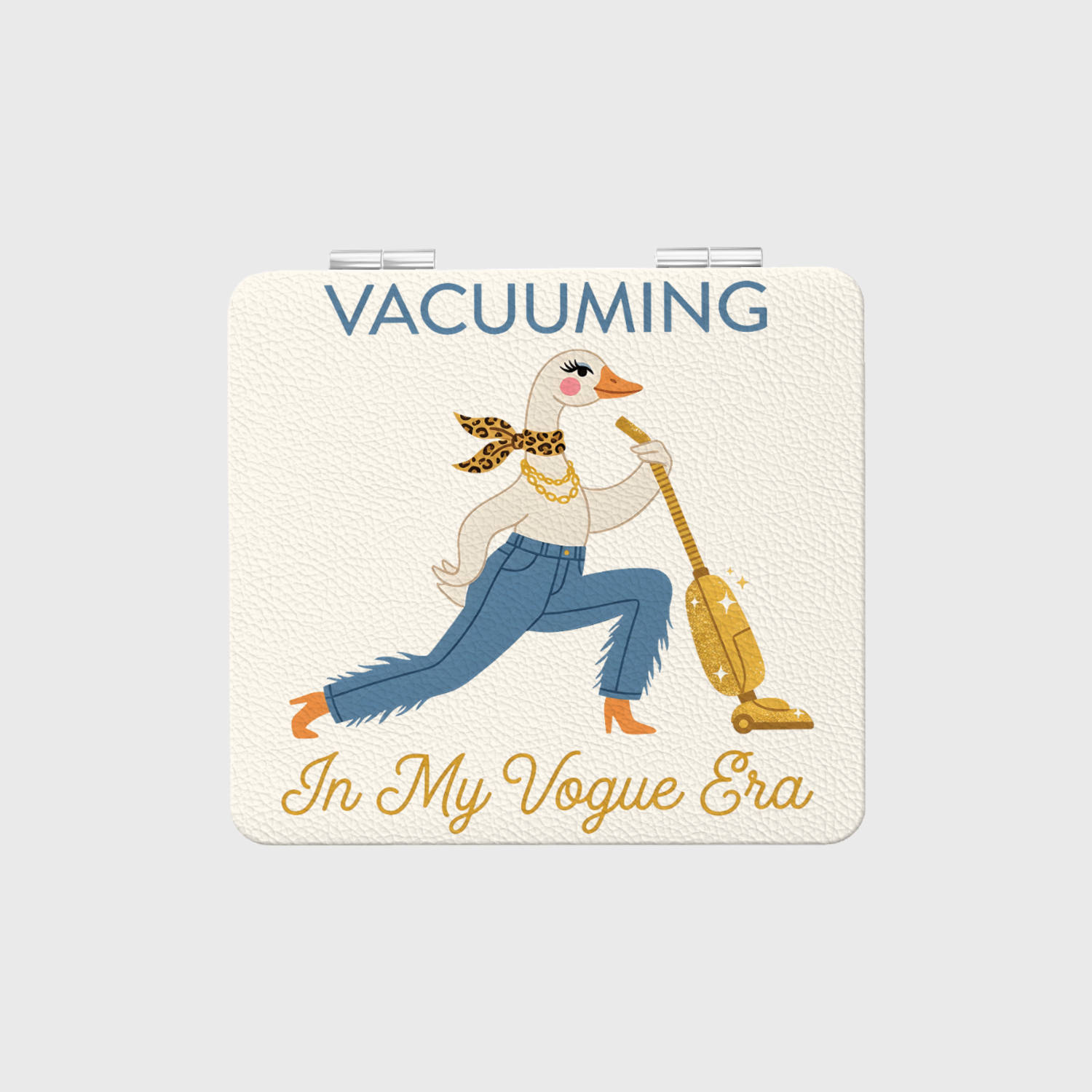 Funny Vacuum Goose Square Pocket Makeup Mirror Cute Gift for Friends Housewarming Birthday