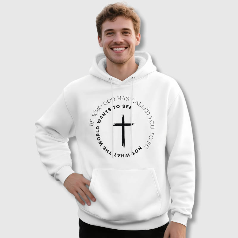 Christian Cross Quote Pullover Hoodie for Men Winter Wear