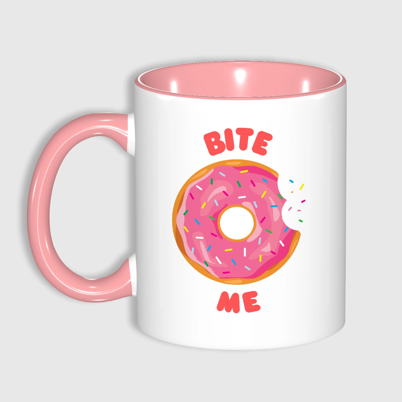 11oz Pink Donut 'Bite Me' Coffee Mug Funny Gift for Friends Birthdays & Everyday Gifting