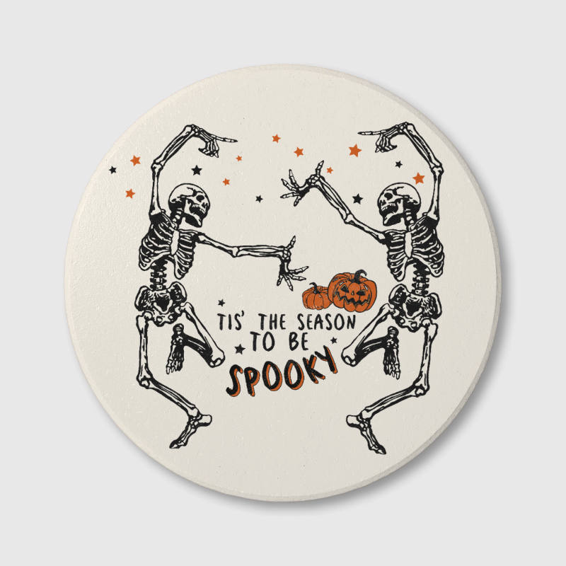 Dancing Skeleton Halloween Ceramic Coaster for Spooky Season Gifts