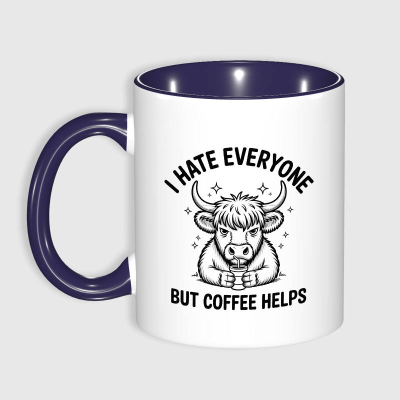Funny Grumpy Highland Cow Coffee Mug for Coffee Lovers Gift
