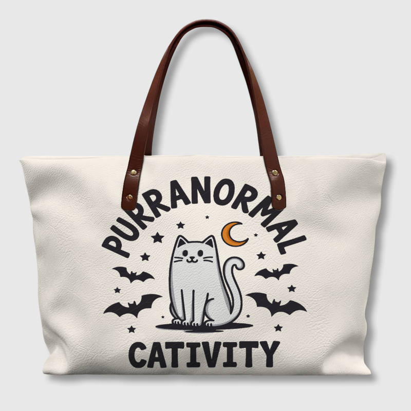 Purranormal Cat Halloween Tote Bag for Pet Lovers