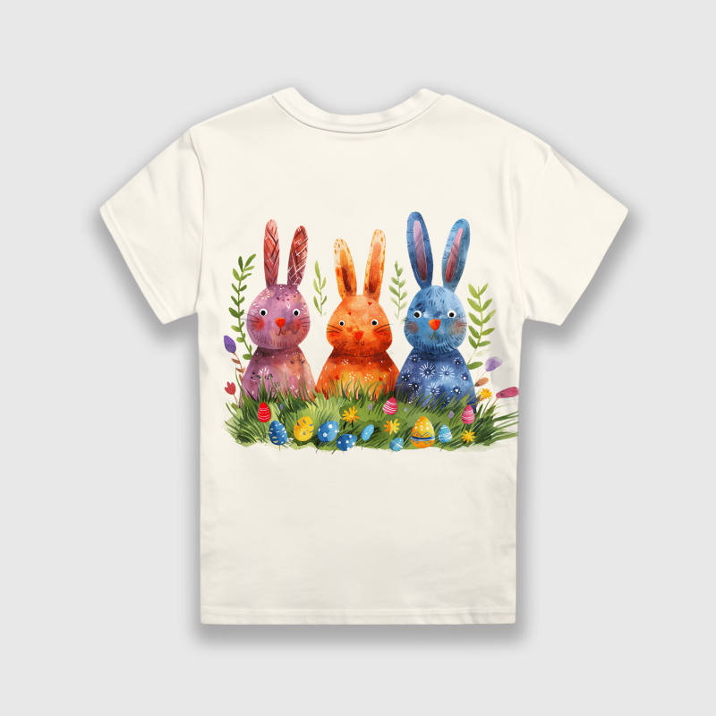Watercolor Easter Bunny Kids Tee for Boys Girls Easter Gift