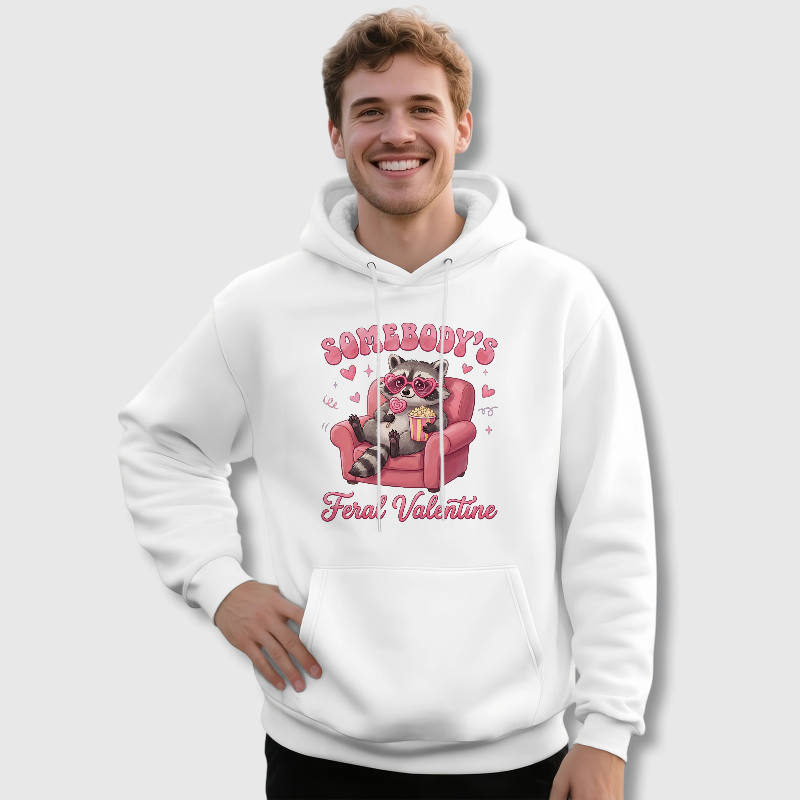 Funny Raccoon Graphic Hoodie for Animal Lovers Valentine Gifts