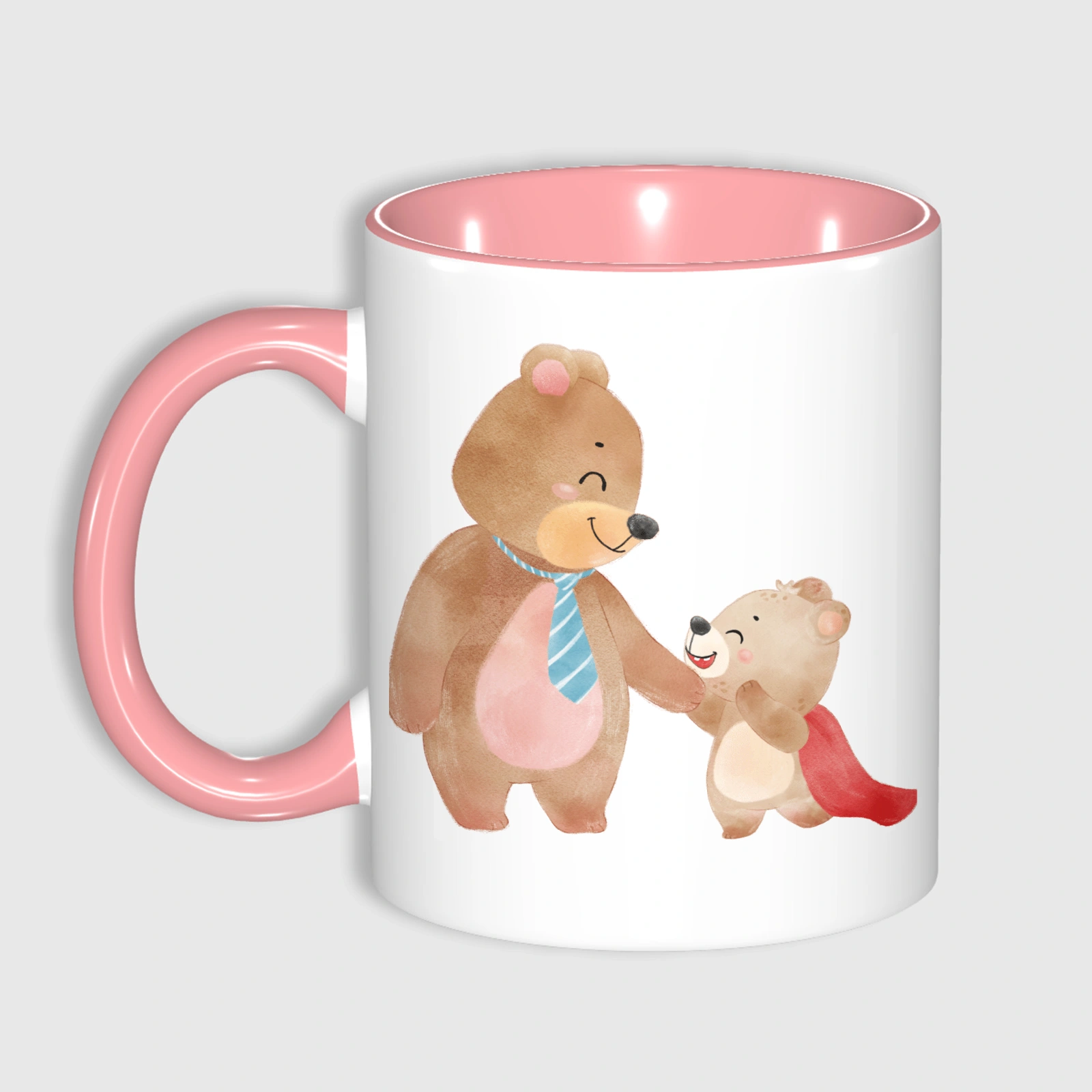 Super Dad Bear Pink Accent Mug for Dad Father's Day Gift