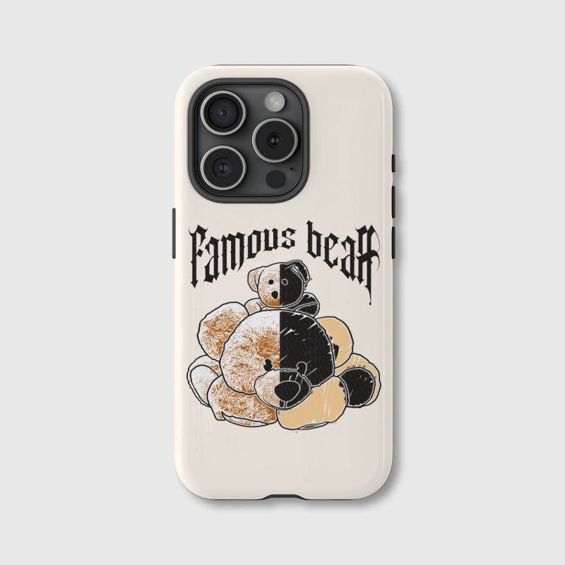 Two-Tone Famous Bear Print Magnetic Phone Case Trendy Gift for Birthday & Daily Use