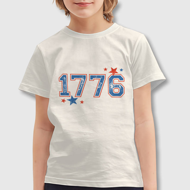 1776 Patriotic Kids Cotton T-Shirt for US 250th Anniversary