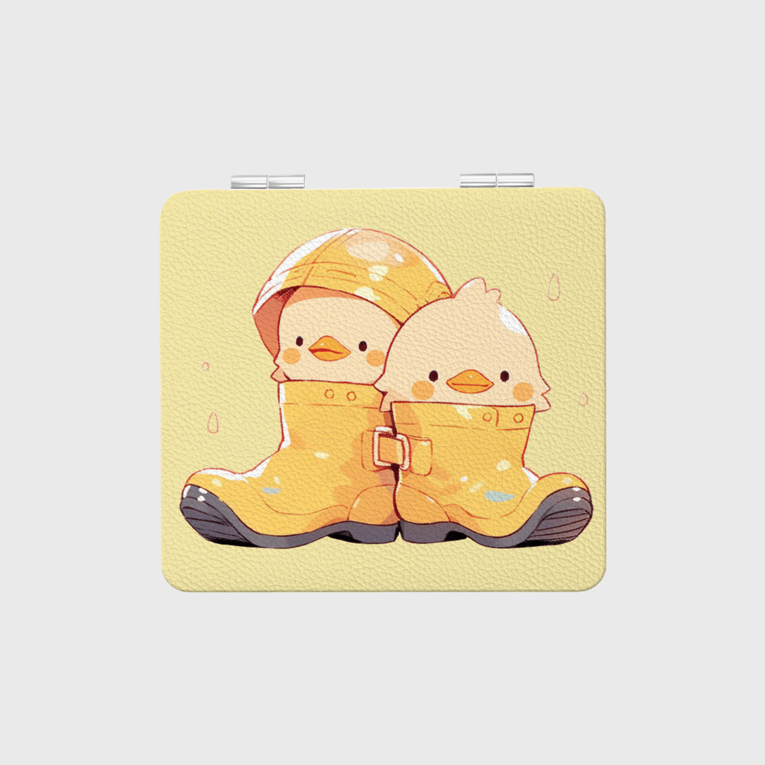 Cute Yellow Duck Square Pocket Makeup Mirror for Gifting, Travel and Daily Use