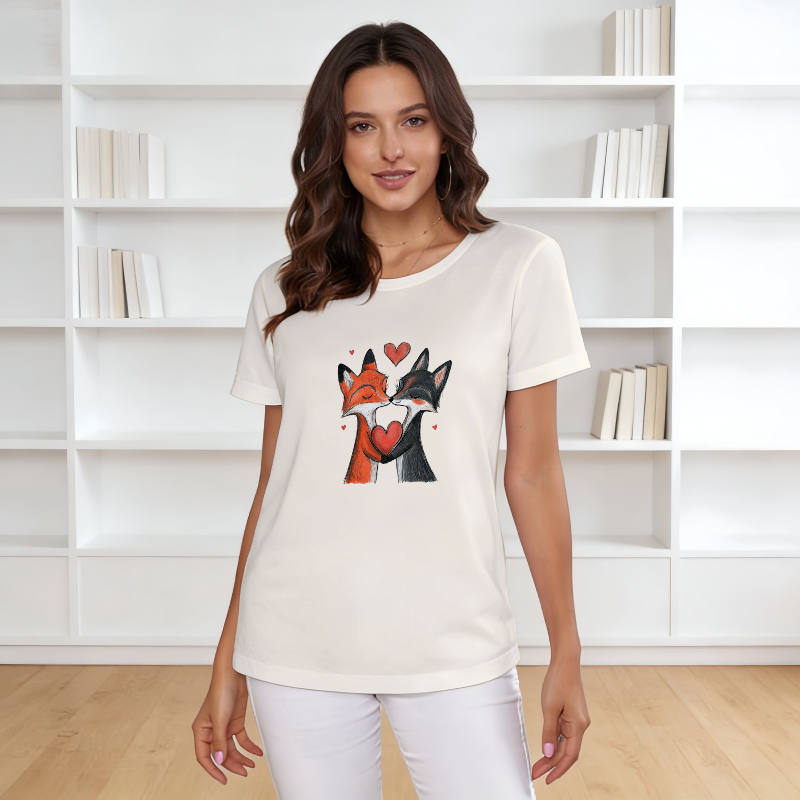 Cute Fox Couple Women's T-Shirt Valentine's Day Gift