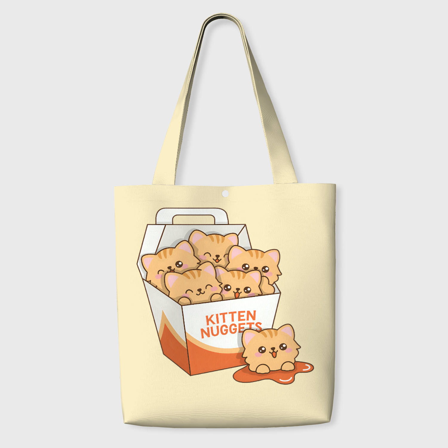 Cute Kitten Nuggets Tote Bag for Cat Lovers Daily Use