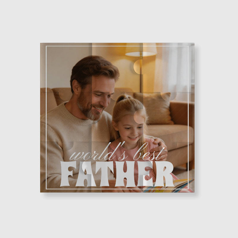 Custom Photo Puzzle Fridge Magnet for Dad Father's Day