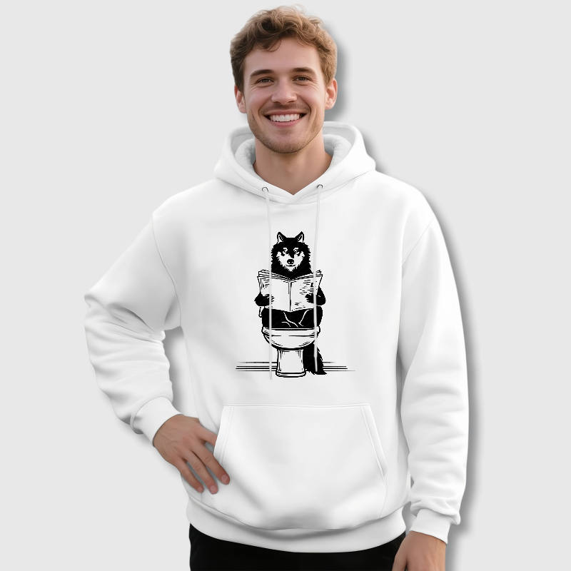 Funny Husky Toilet Print Hoodie for Pet Lovers Gift