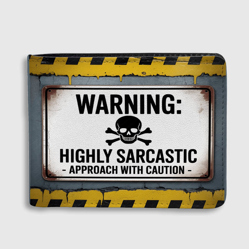 Funny Sarcastic Warning Bifold Wallet Cool Gag Gift for Friends Birthdays Holidays