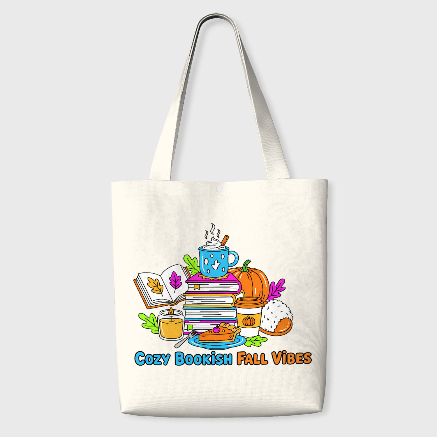 Cozy Bookish Fall Print Tote Bag for Book Lovers Daily Use