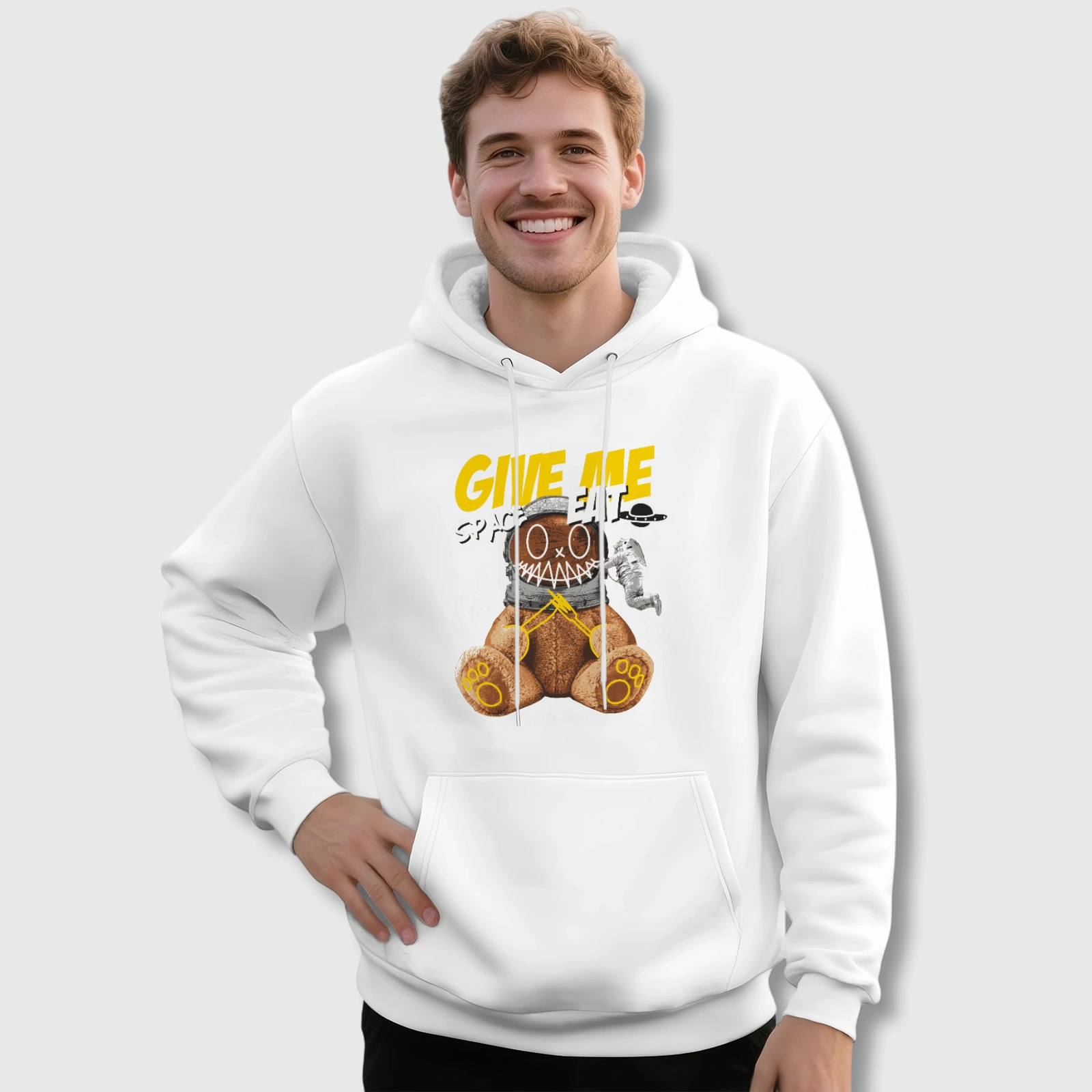 Space Astronaut Teddy Hoodie for Men Casual Gift Wear