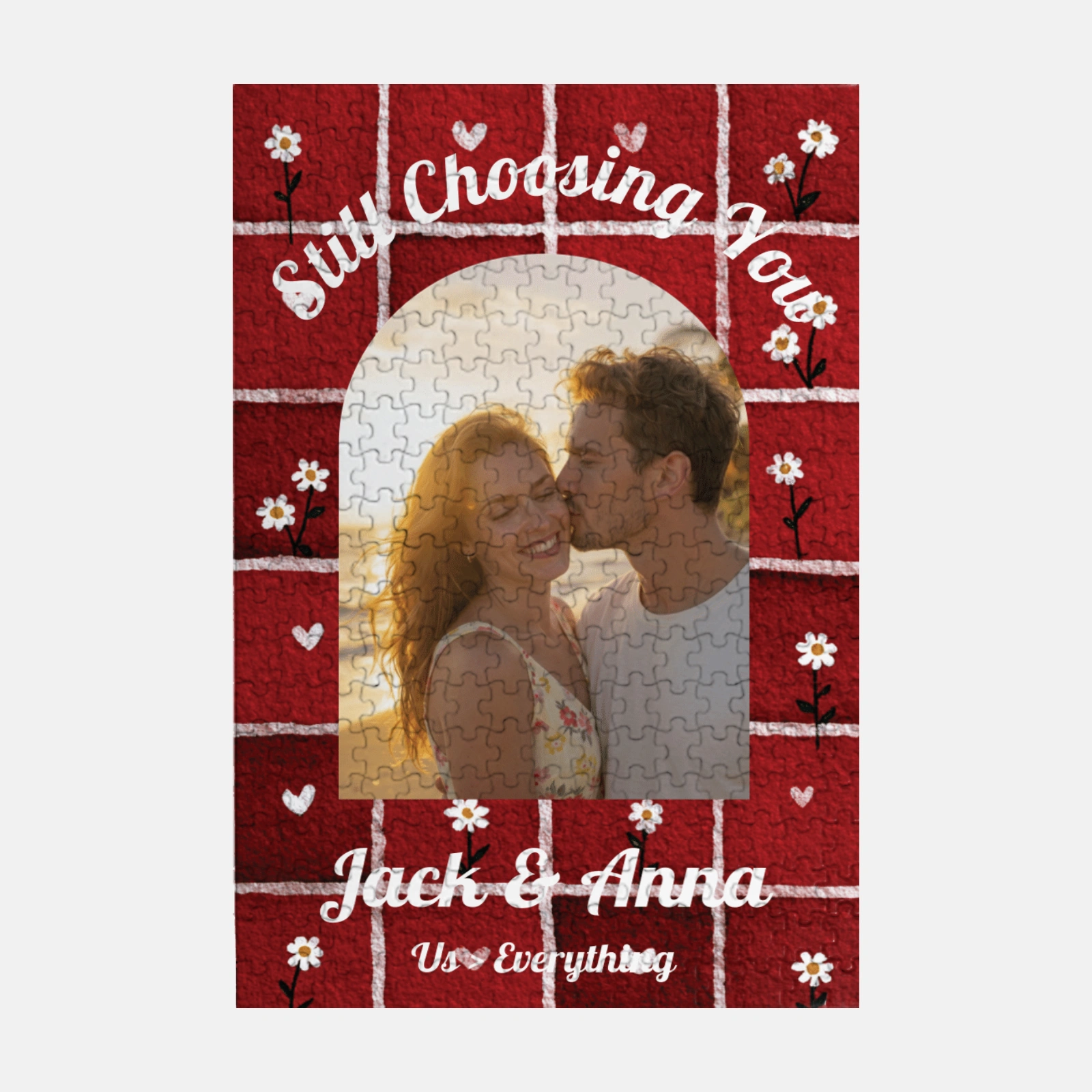 Custom Romantic Daisy Photo Puzzle for Couples Gift
