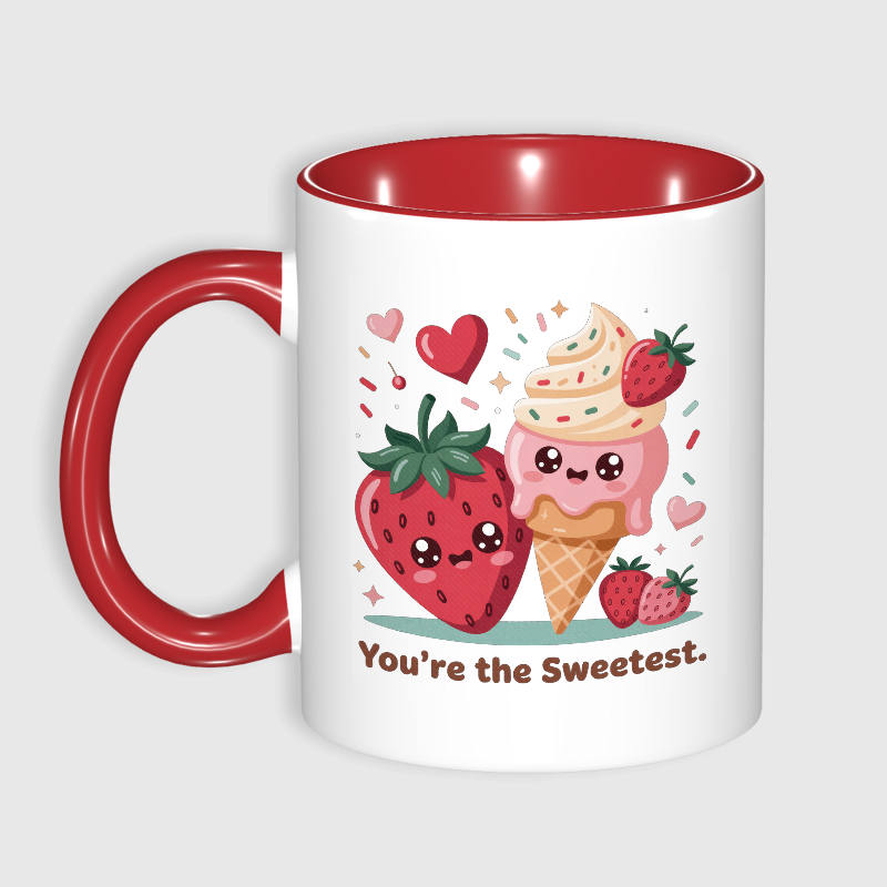 Cute Strawberry Ice Cream 11oz Mug for Valentine's Gift