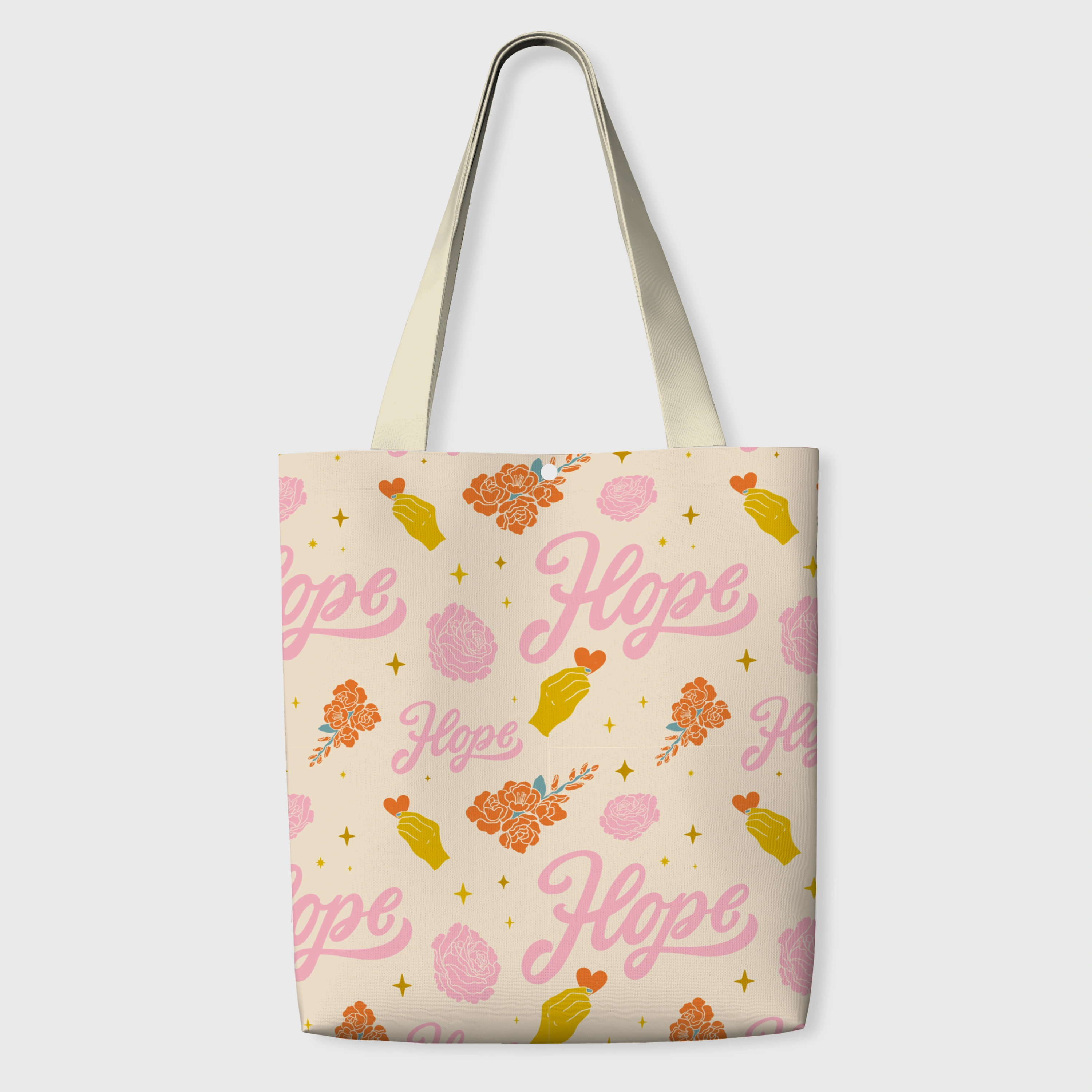 Retro Hope Floral Canvas Tote Bag for Daily Gifting