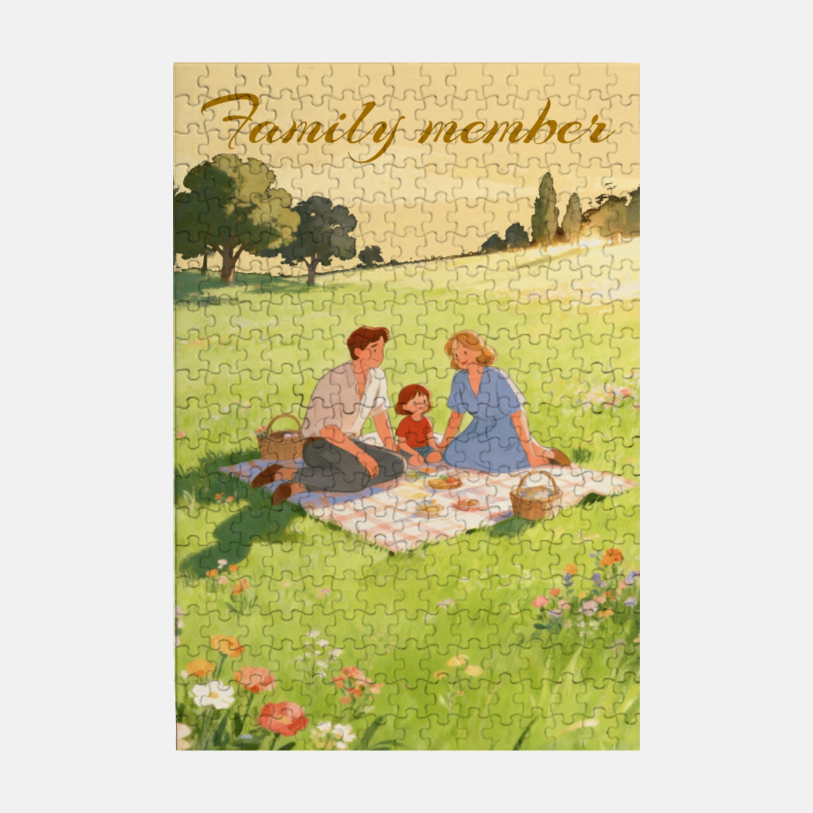 Vintage Family Picnic Custom Jigsaw Puzzle for Family Gifts