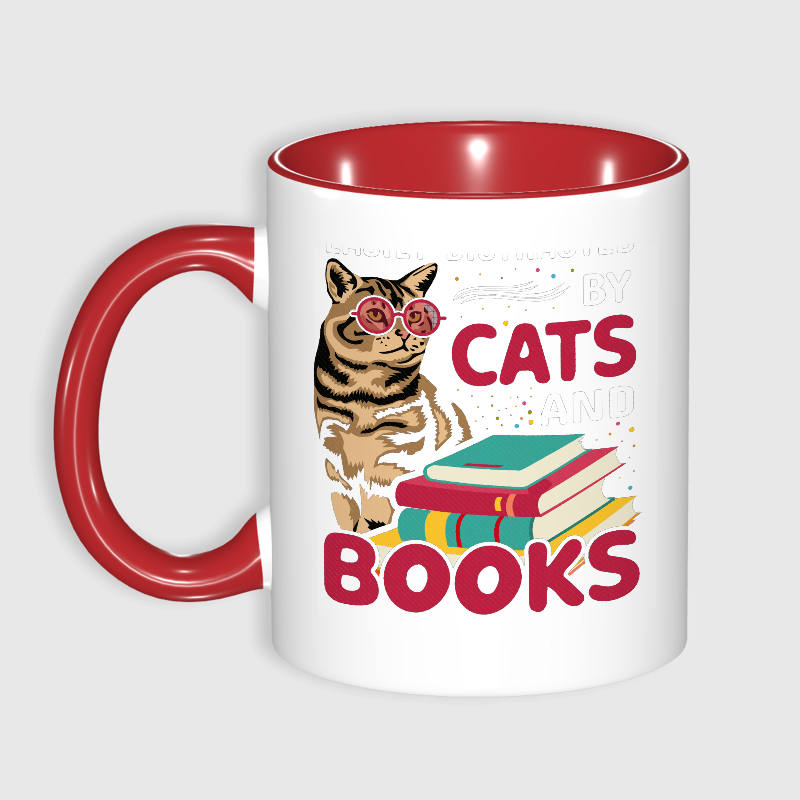 Cats and Books 11oz Mug for Cat & Book Lovers Gift