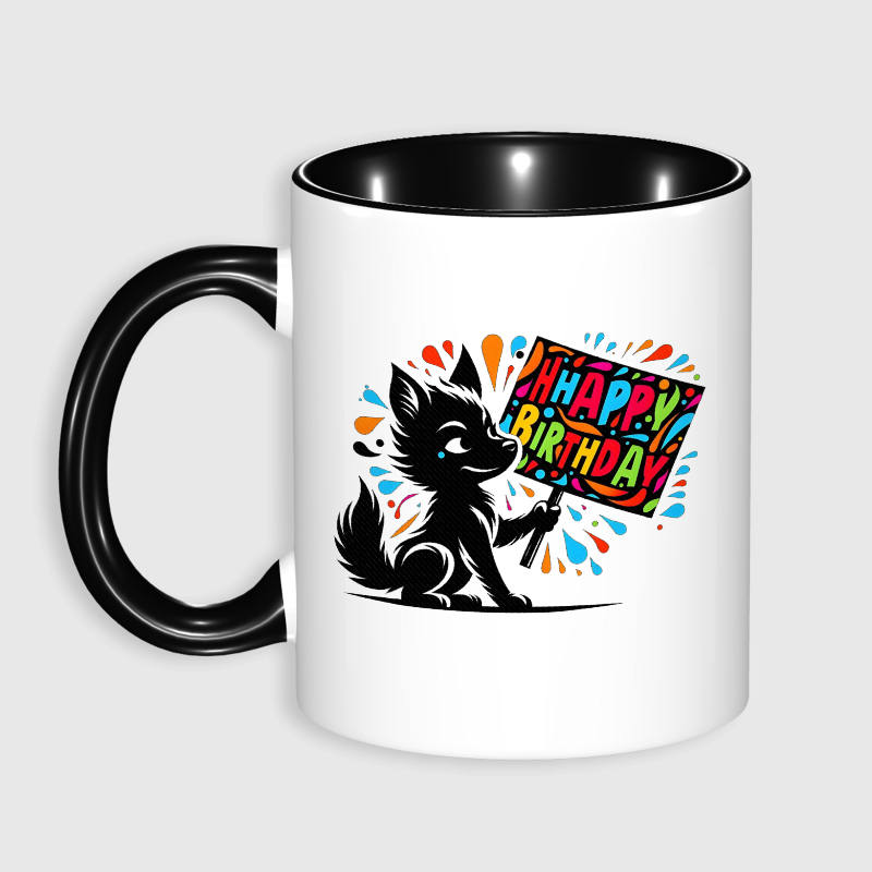 Cute Wolf Happy Birthday Coffee Mug for Pet Lovers Gift