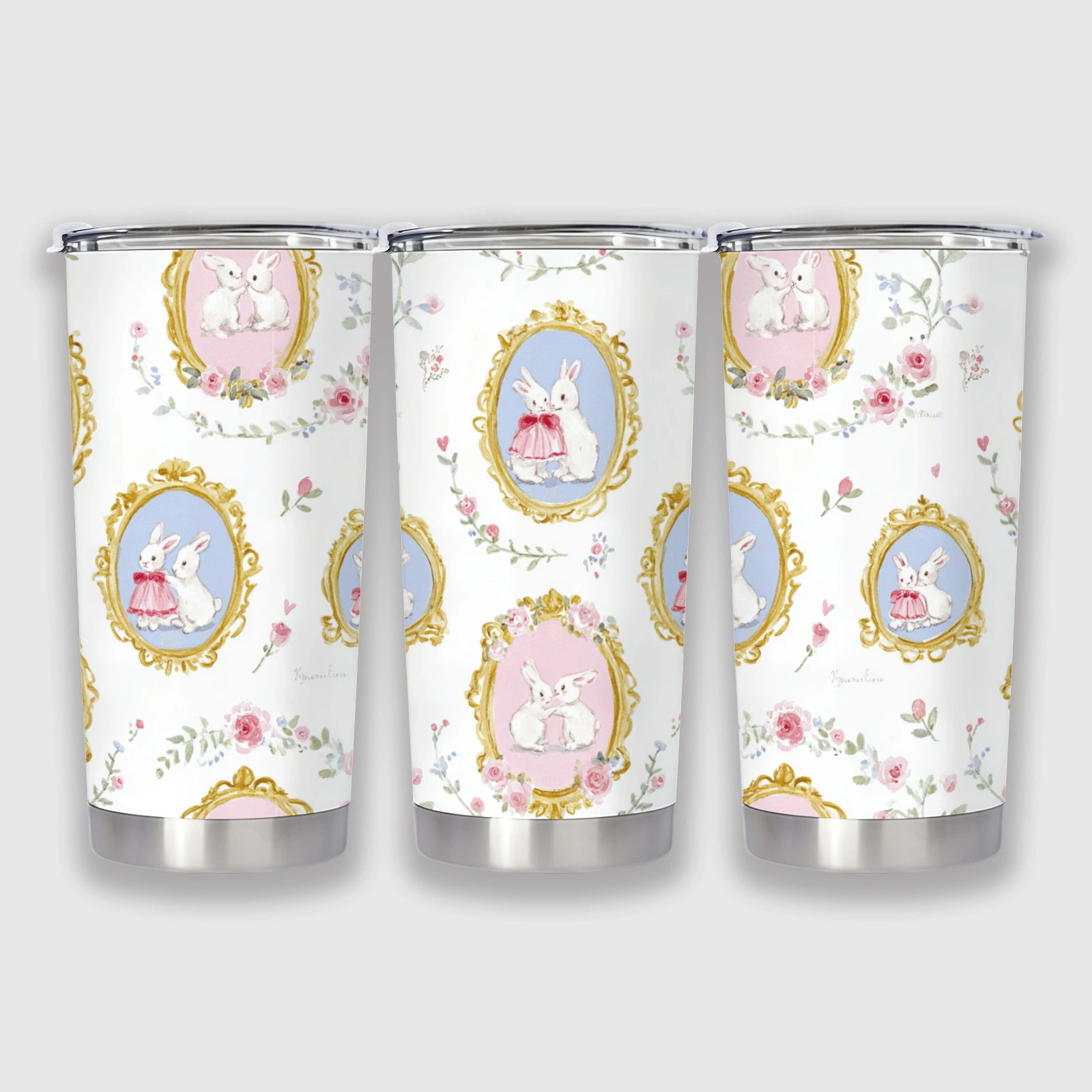 Vintage Cute Bunny Stainless Steel Tumbler for Women Birthday Gift for Rabbit Lovers