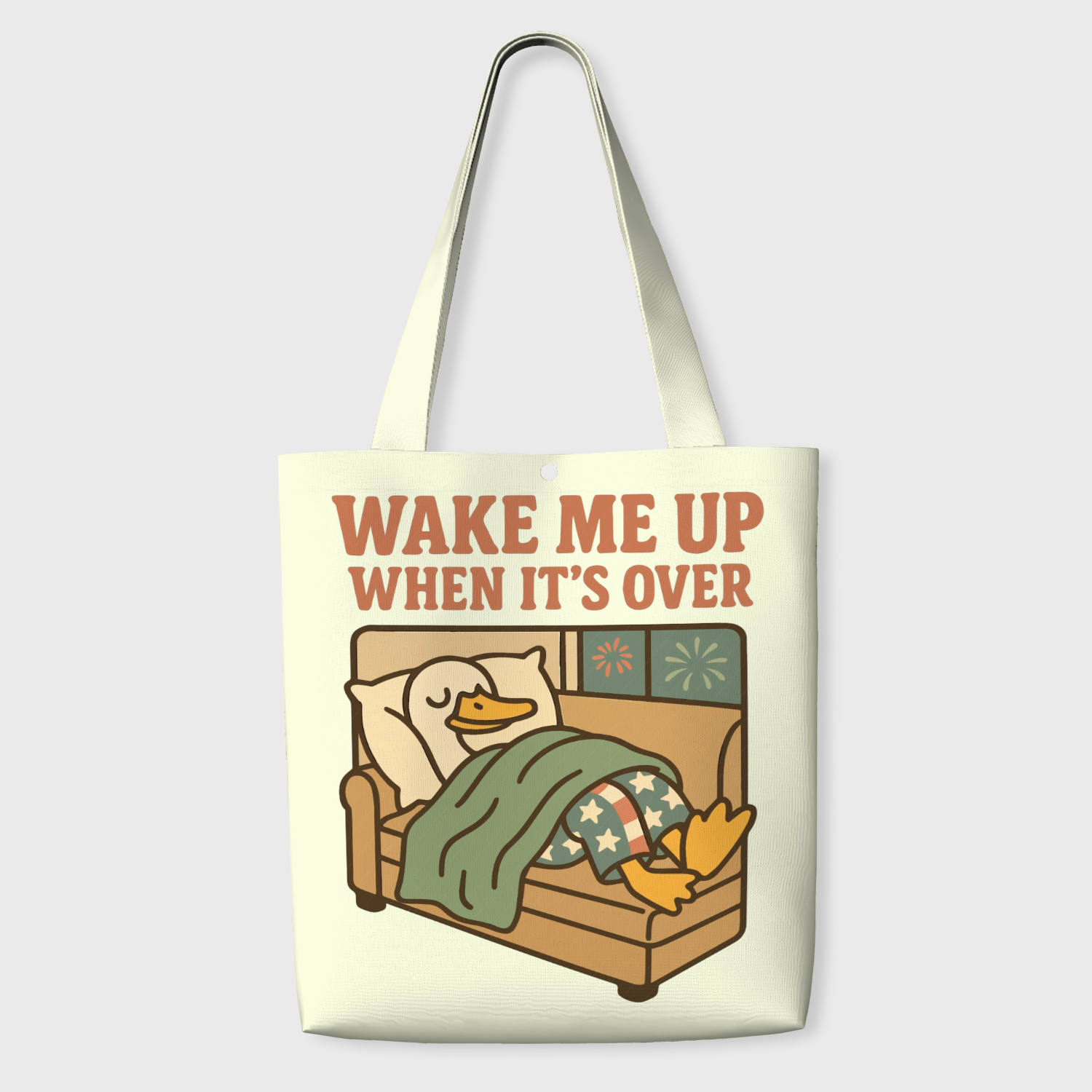 Funny Lazy Duck Tote Bag for Patriotic Adults Daily Use