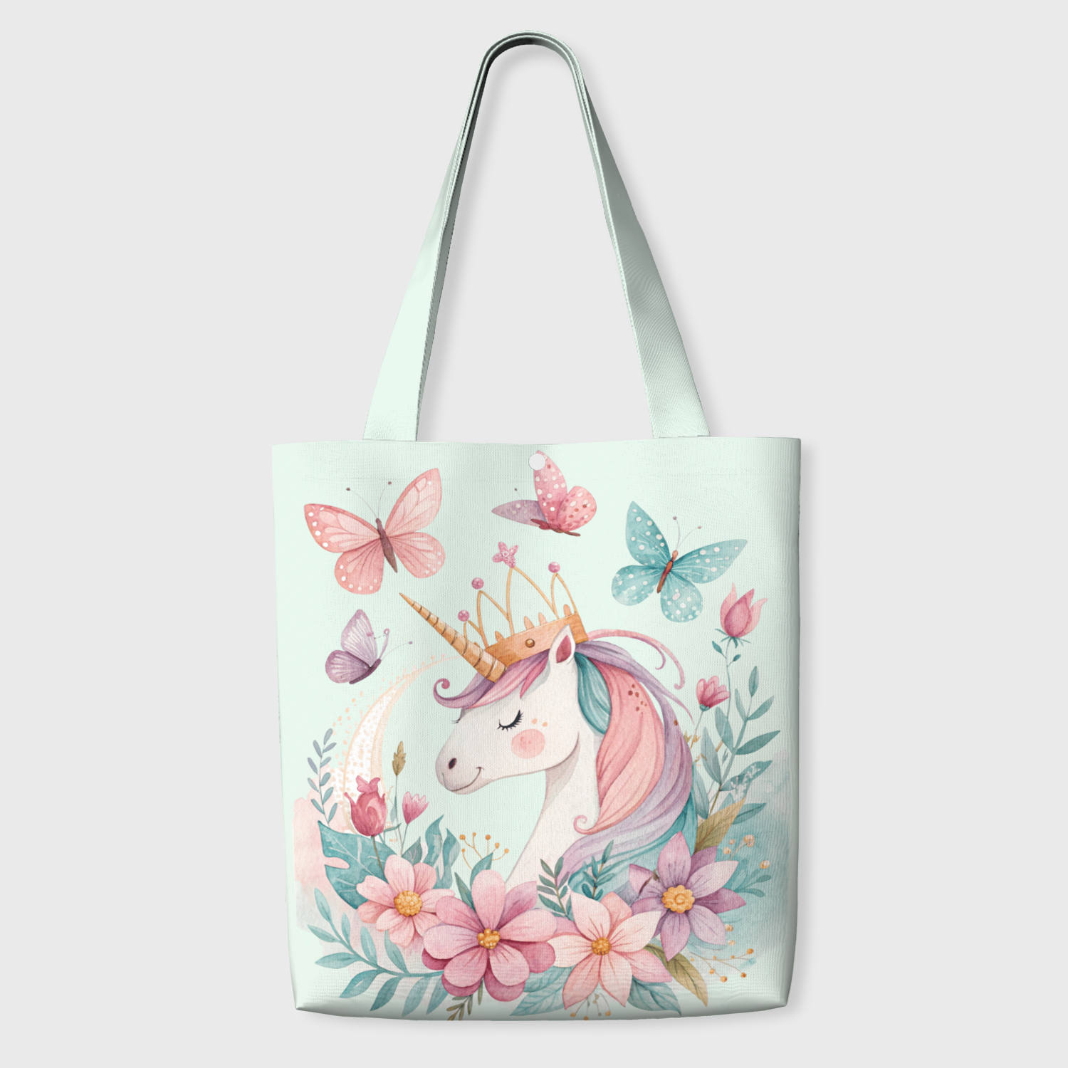 Watercolor Unicorn Canvas Tote Bag for Girls Gift