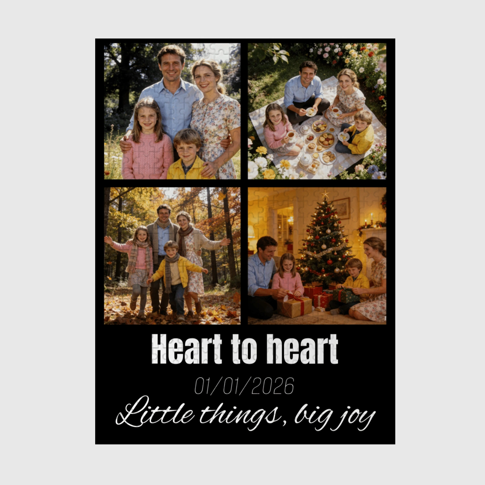 Custom 500pc Family Photo Collage Puzzle for Anniversary Gifts