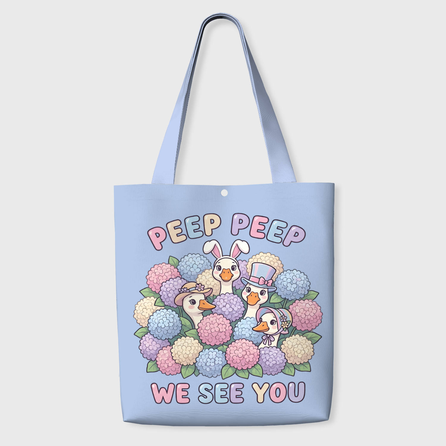 Cute Easter Goose Floral Tote Bag for Holiday Gift Daily Use