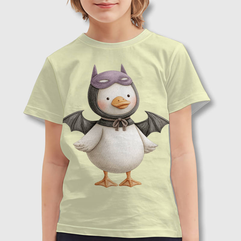 Cute Bat Duck Kids T-Shirt for Halloween Daily Wear
