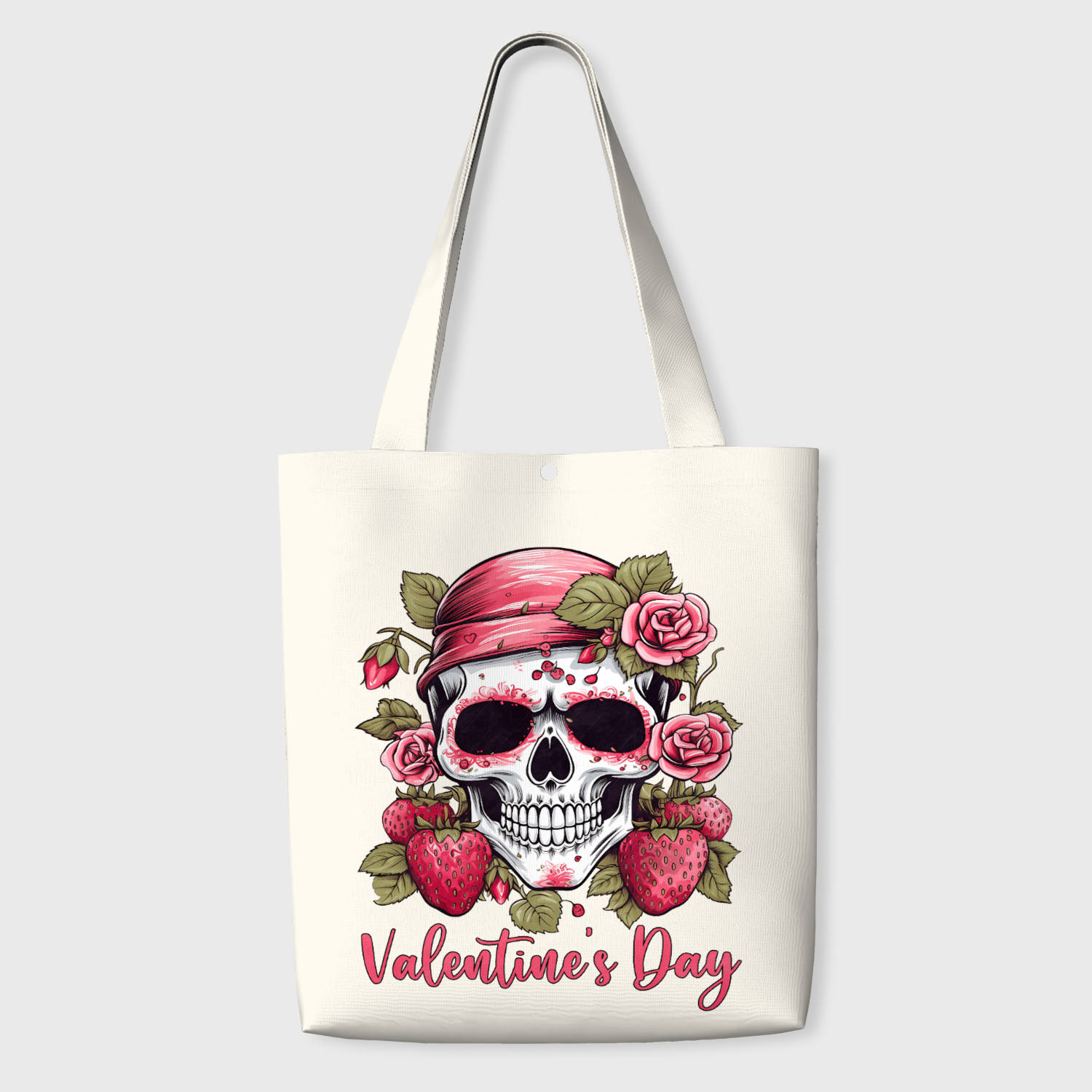 Sugar Skull Floral Tote Bag for Goth Valentine's Gift