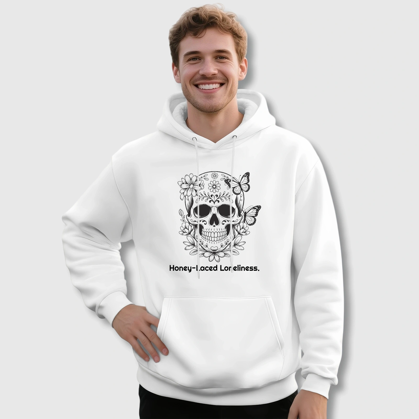 Floral Sugar Skull Quote Hoodie for Him Her Gift & Daily Use