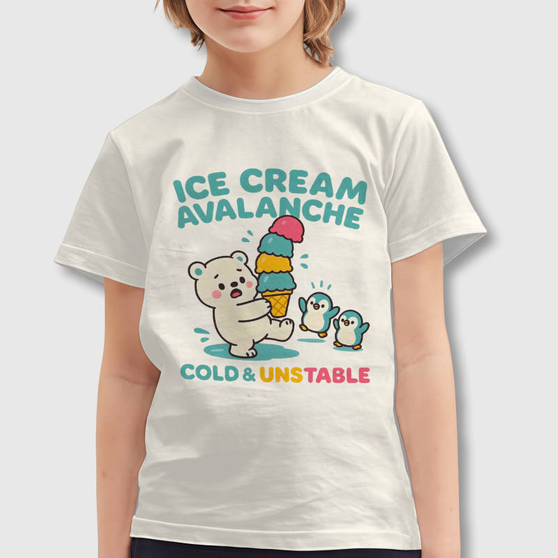 Funny Ice Cream Polar Bear Kids T-Shirt for Daily Wear & Gifts