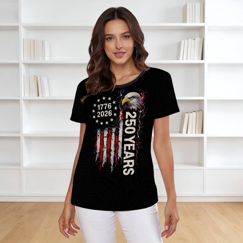 1776-2026 Eagle Flag T-Shirt for Patriotic Women 250th Gift