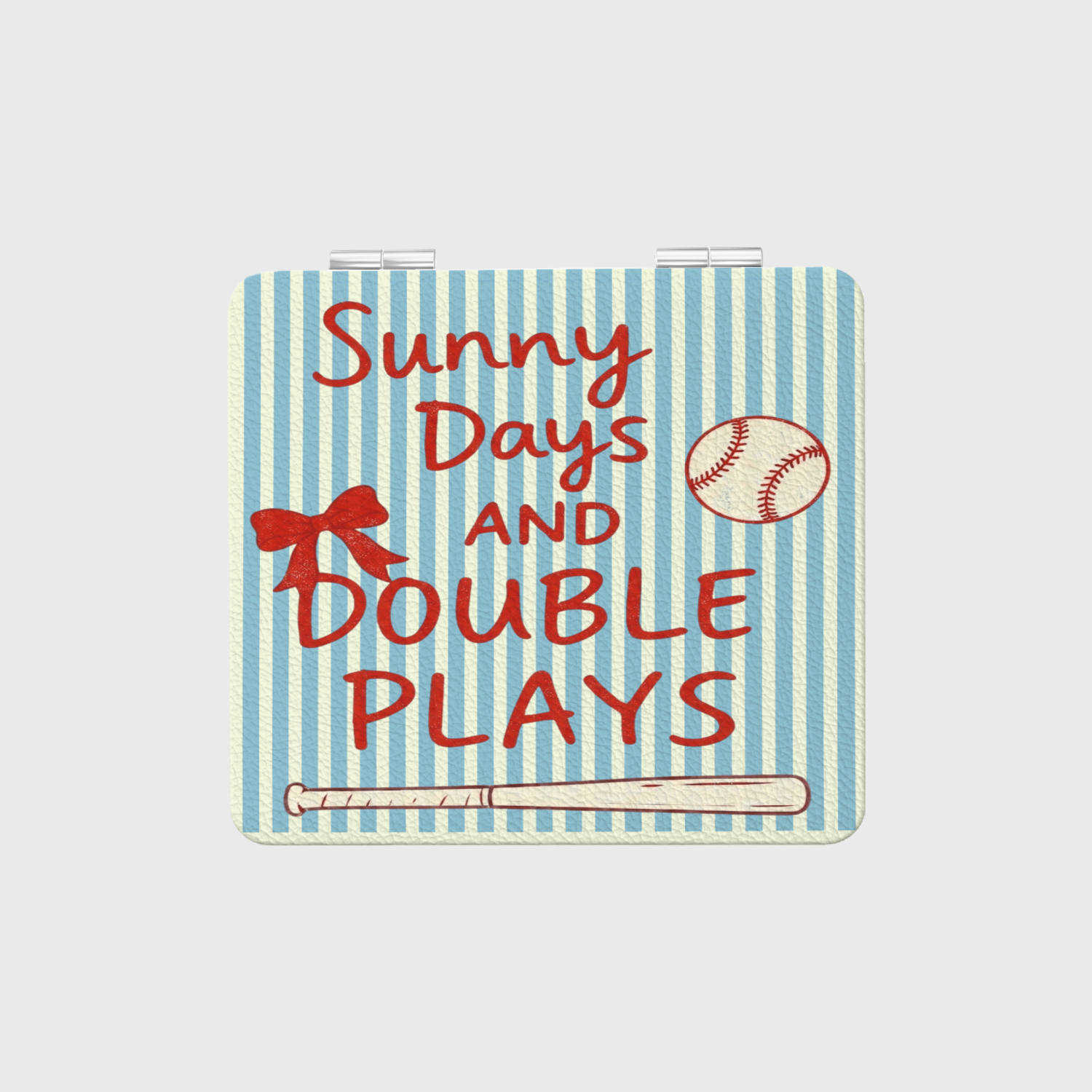 Baseball Themed Square Pocket Makeup Mirror for Sports Fans Game Day & Birthday Gifts