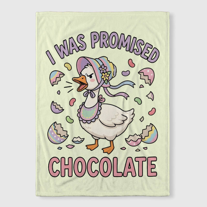 Funny Easter Goose Fleece Blanket Gift for Chocolate Lovers