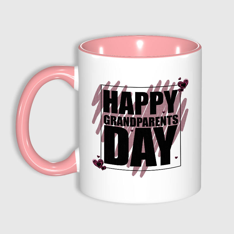 Happy Grandparents Day Pink Ceramic Mug for Grandparents Gift
