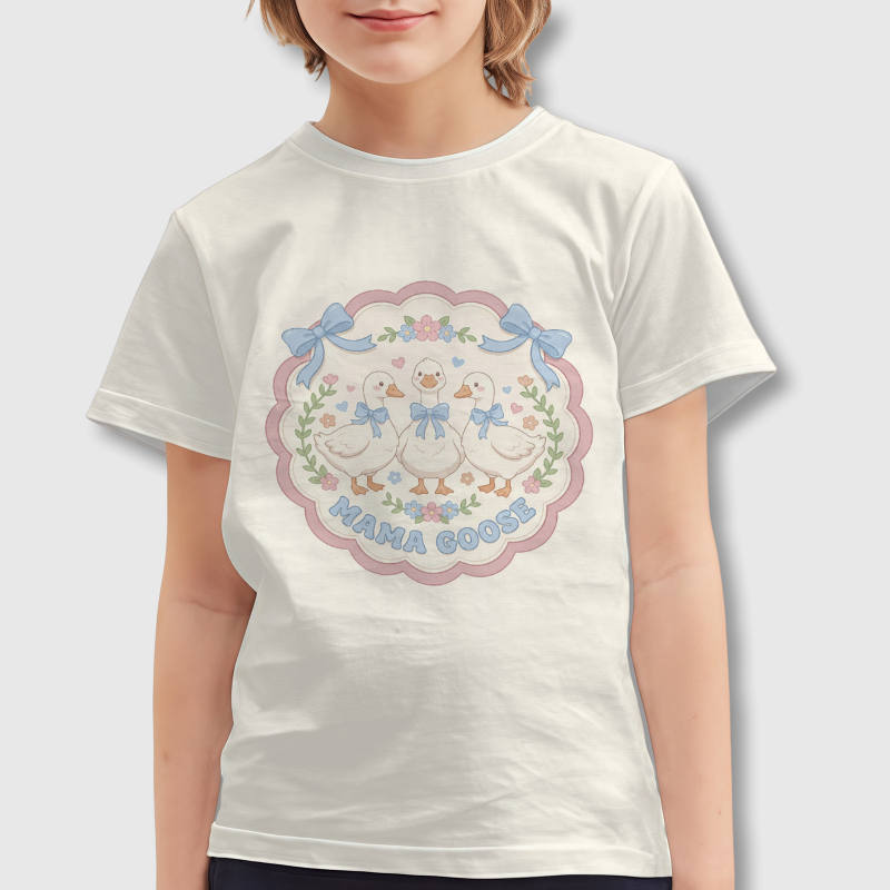 Cute Mama Goose Kids Short Sleeve T-Shirt for Easter & Daily Use