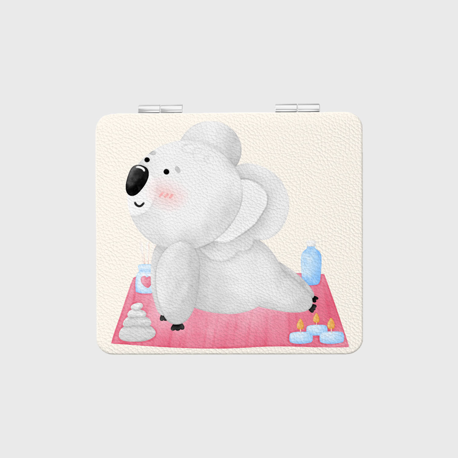 Cute Yoga Koala Square Pocket Makeup Mirror for Self Care, Birthday & Friend Gifting