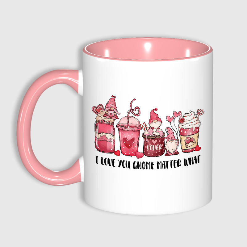 Funny Gnome Pun 11oz Pink Mug for Couples Valentine Gift