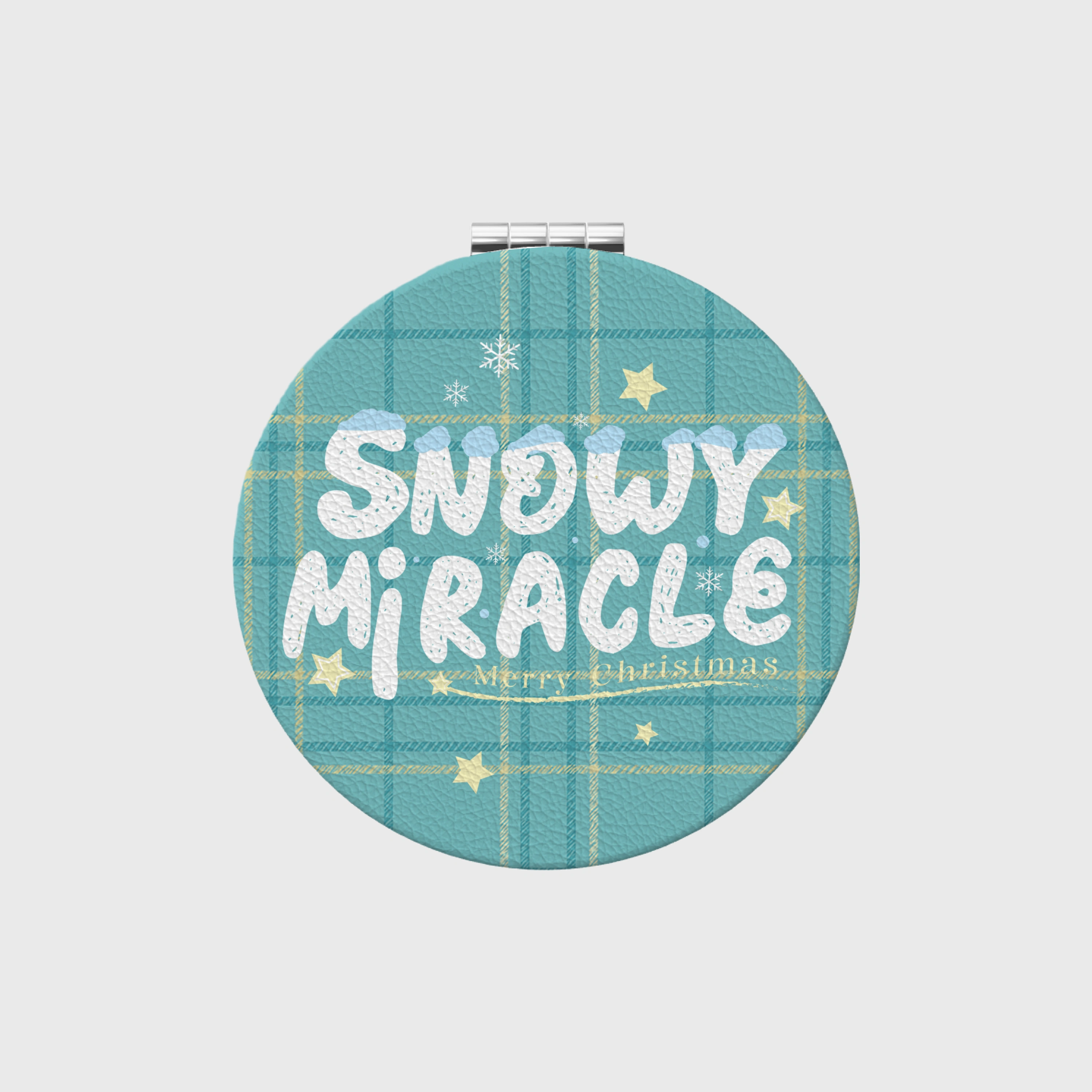 Snowy Miracle Pocket Compact Mirror | PU Makeup Gift for Christmas