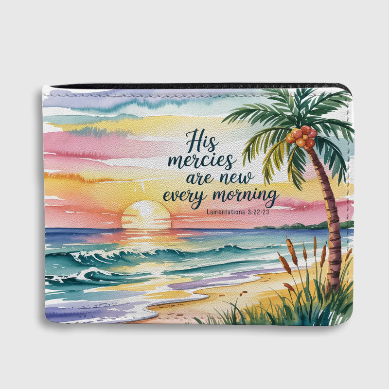 Beach Sunrise Bible Verse Wallet for Christian Women Faith Gift for Birthday & Mother's Day