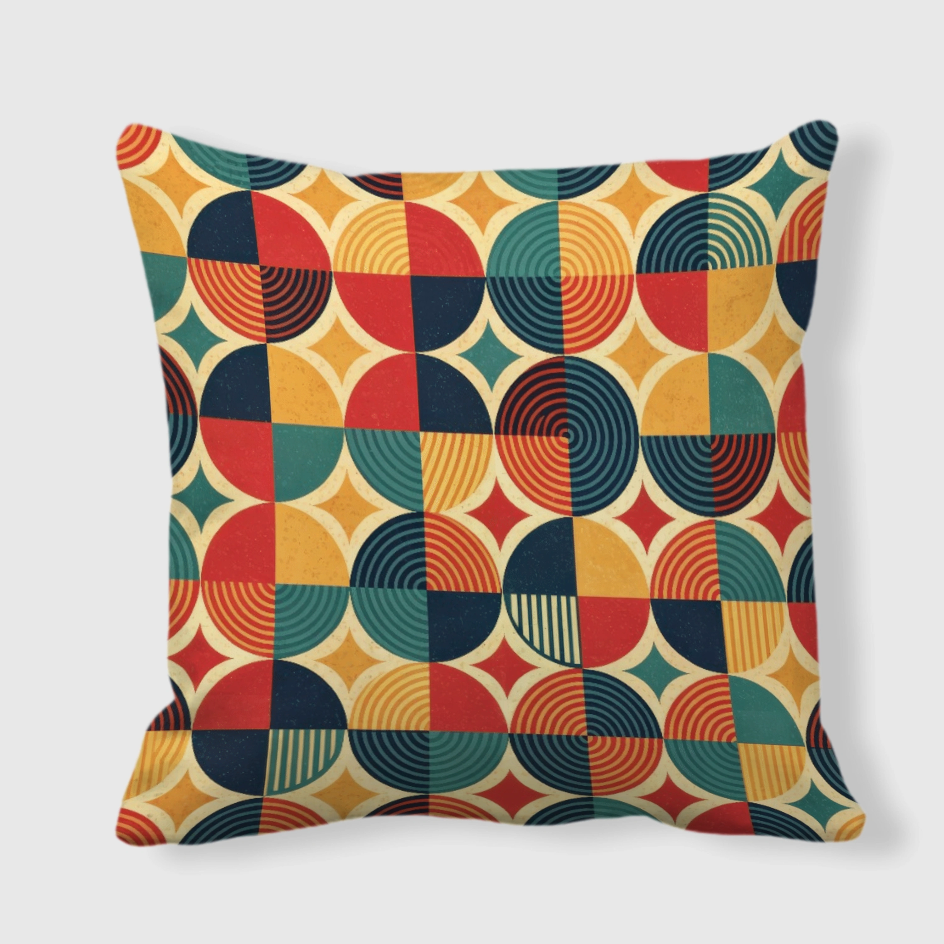 Retro Geometric Circle Square Throw Pillow for Home Decor Gifts