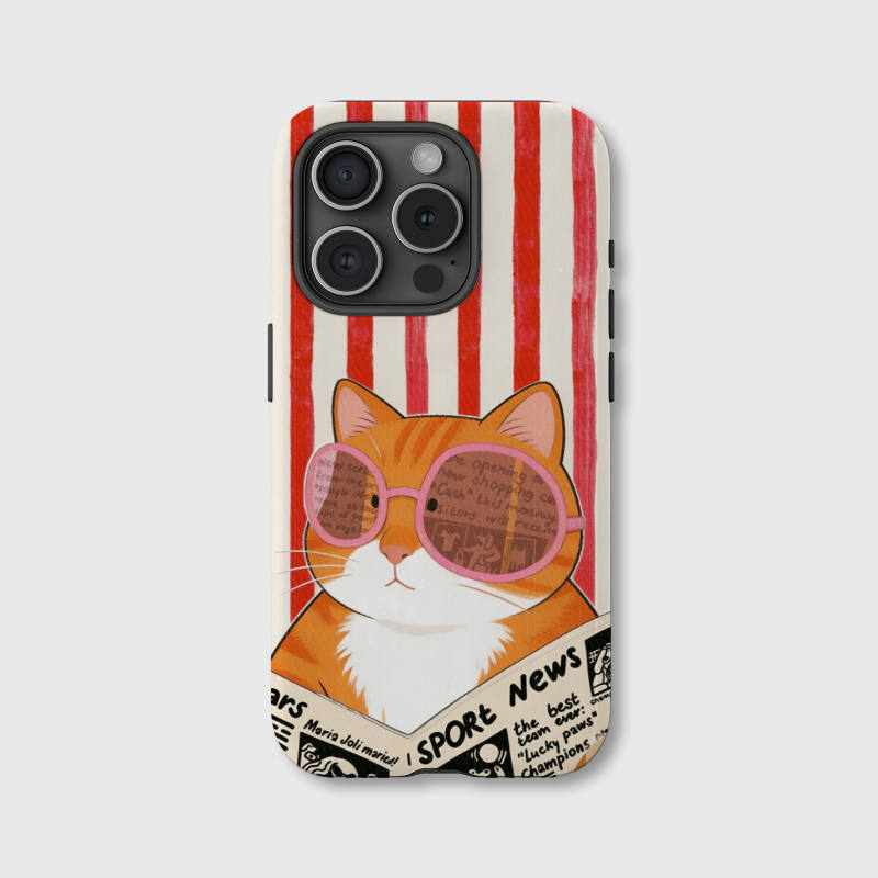 Magnetic Cat Newspaper Phone Case | Gift for Cat Lovers