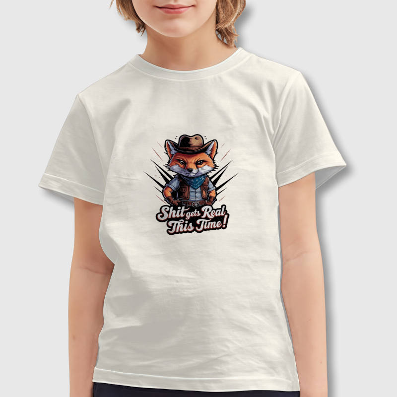 Cowboy Fox Print Kids T-Shirt for Boys Girls Birthday Gift
